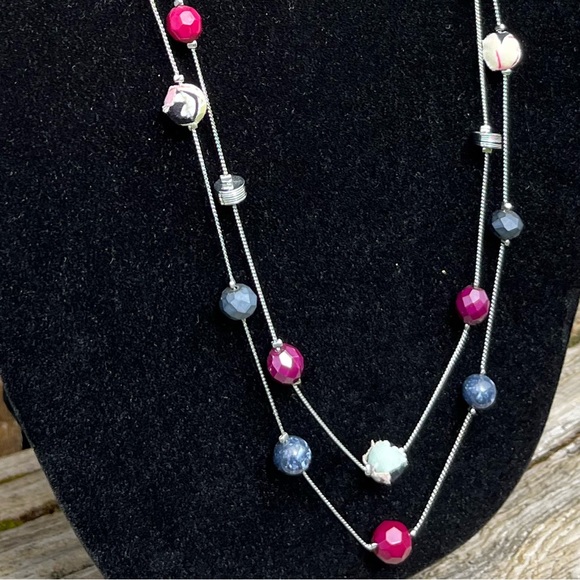 Loft silver cranberry and blue long necklace - Picture 5 of 11
